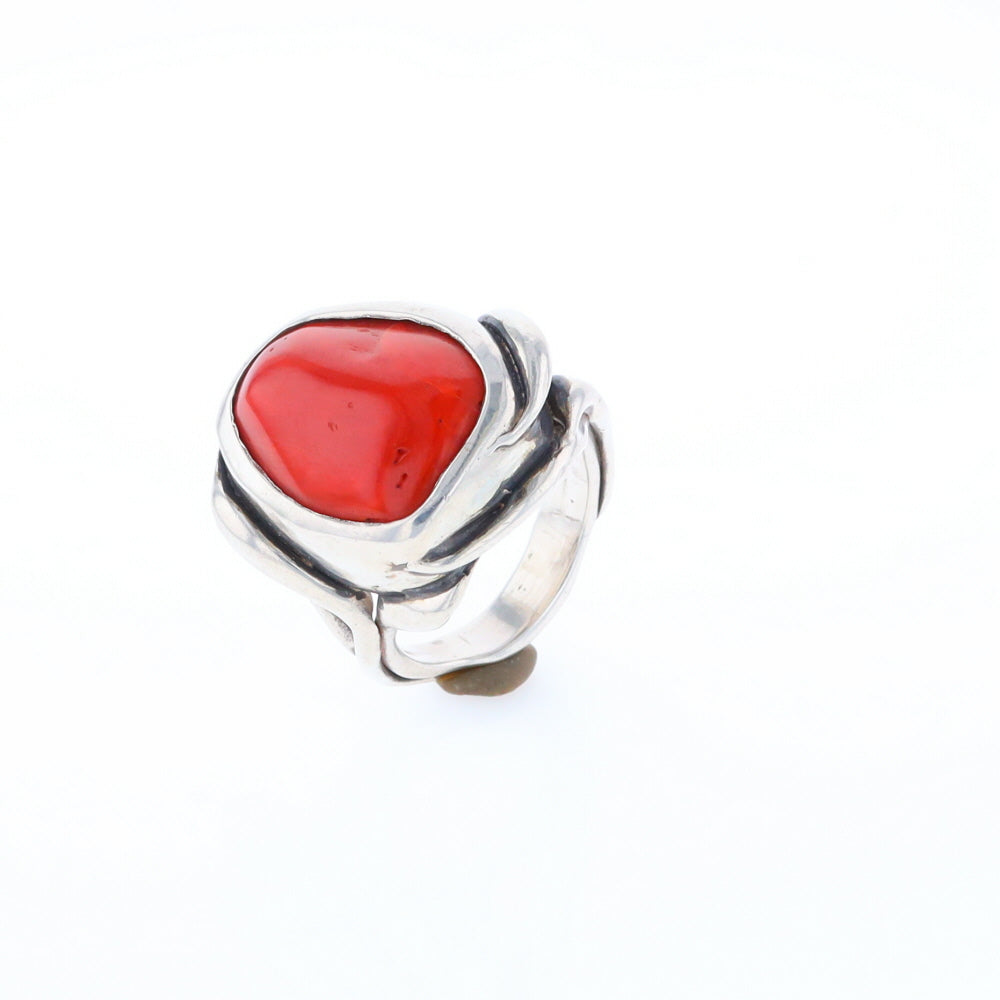 Native Oval Coral Free Form Ring