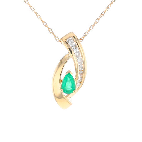 Pear Shaped Emerald Ribbon Pendant