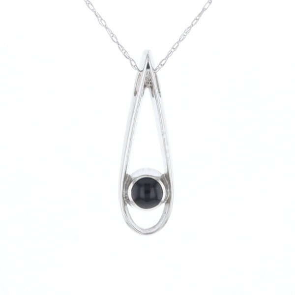 Open Teardrop Round Onyx Inlaid Pendant