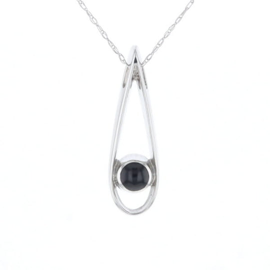 Open Teardrop Round Onyx Inlaid Pendant