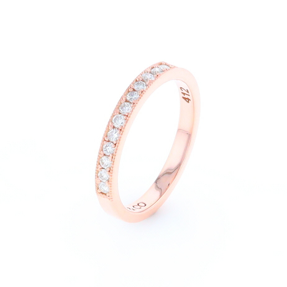 Rose Gold Milgrain Diamond Wedding Band