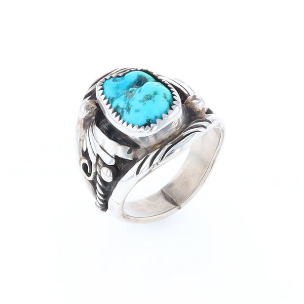 Navajo Turquoise and Feather Design Ring