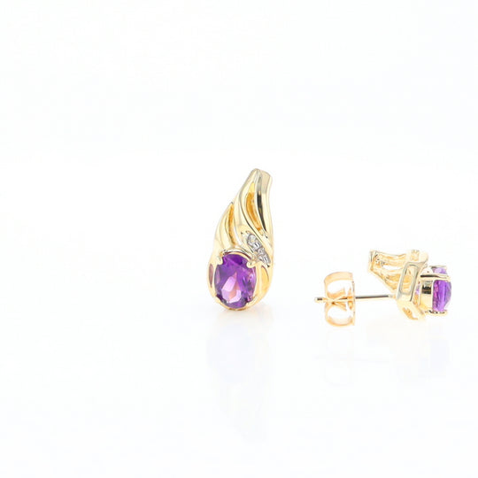 Amethyst and Diamond Pear Shaped Earrings