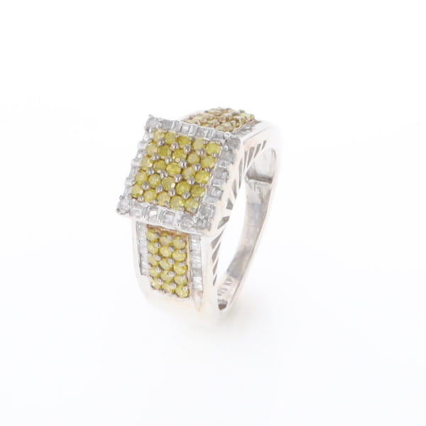 Yellow and White Diamond Filigree Design Ring