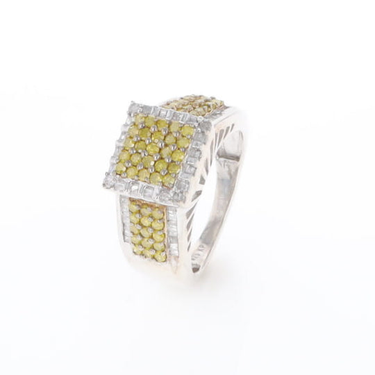Yellow and White Diamond Filigree Design Ring