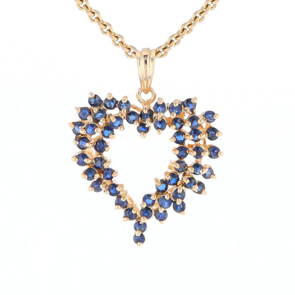 Bursting Sapphire Open Heart Pendant