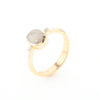 Gold Quartz Ring Oval Inlaid Design Center with .06ctw Round Diamonds