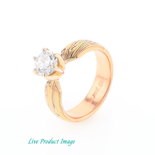 MoKume Gane Solitaire Diamond Ring