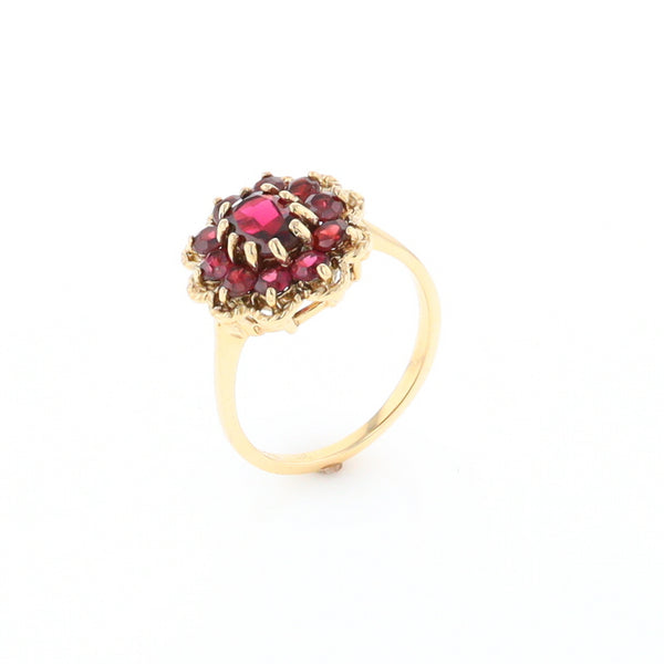 Floral Cluster Garnet Ring