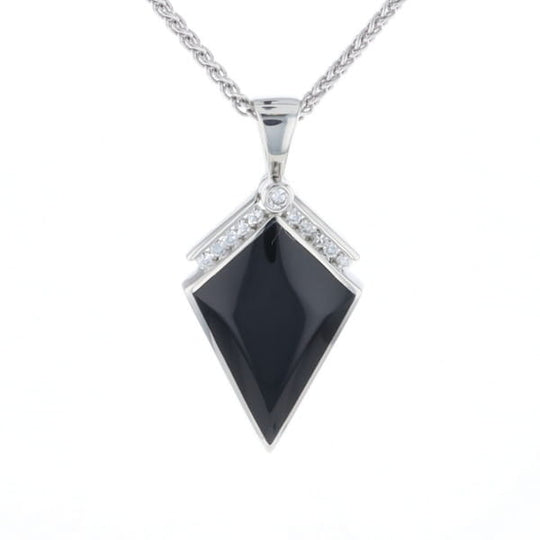 Onyx Kite Design Inlay .19Ctw Diamond Pendant