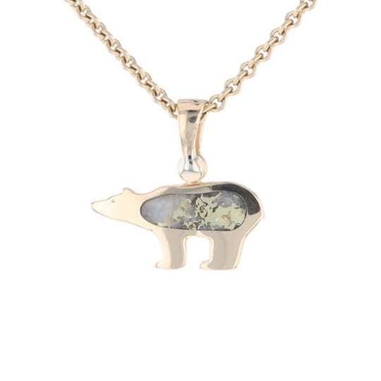 Gold Quartz Inlaid Polar Bear Pendant