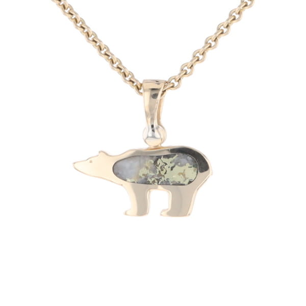 Gold Quartz Inlaid Polar Bear Pendant