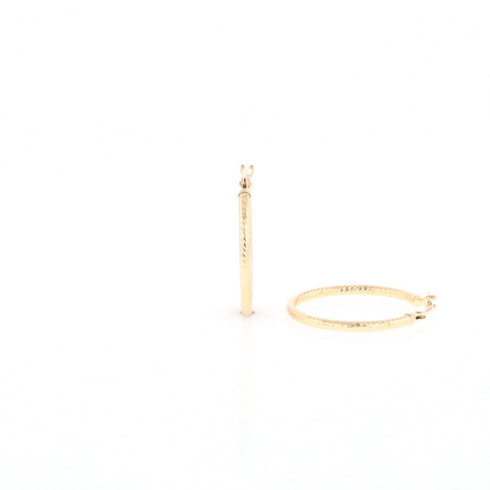 Gold Ribbed Hoop Earrings