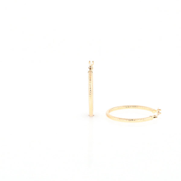 Gold Ribbed Hoop Earrings