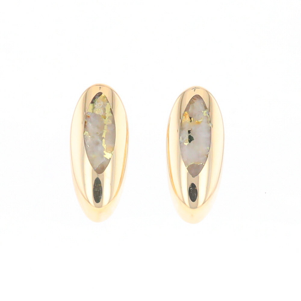 Oval Gold Quartz Inlaid Earrings - G2