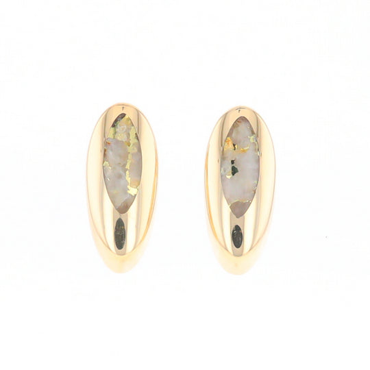 Oval Gold Quartz Inlaid Earrings - G2