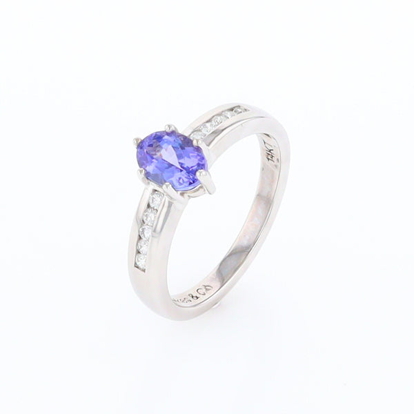 .93ct Oval Tanzanite and Round Diamonds White Gold Ring