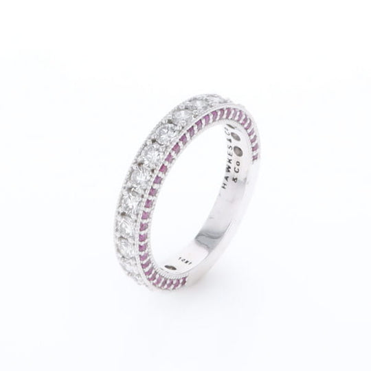 Diamond and Pink Sapphire Wedding Band