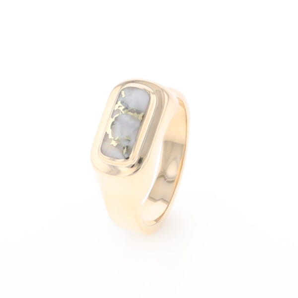 Gold Quartz Ring Oval Inlaid Design - G2