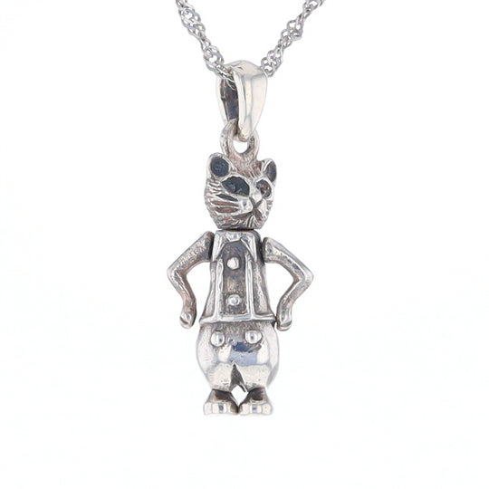 Sterling Silver Moving Cat Pendant