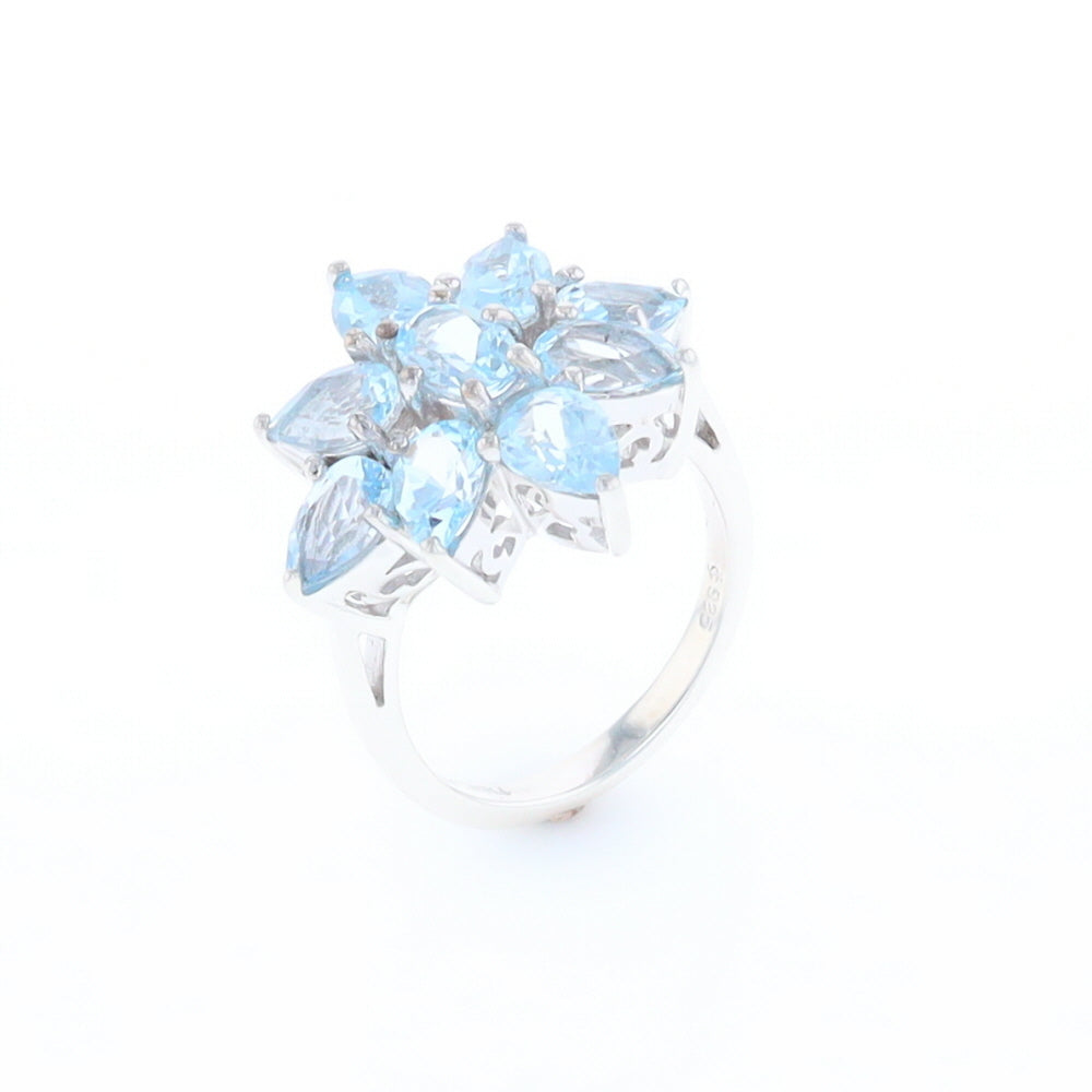 Blue Topaz Flower Ring