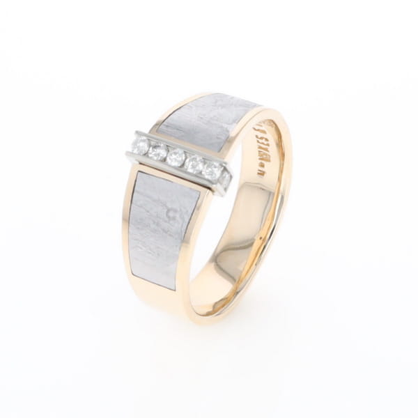 Meteorite Ring Double Sided Inlaid with .19ctw Round Diamonds