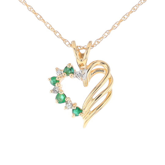 Open Heart Emerald and Diamond Pendant