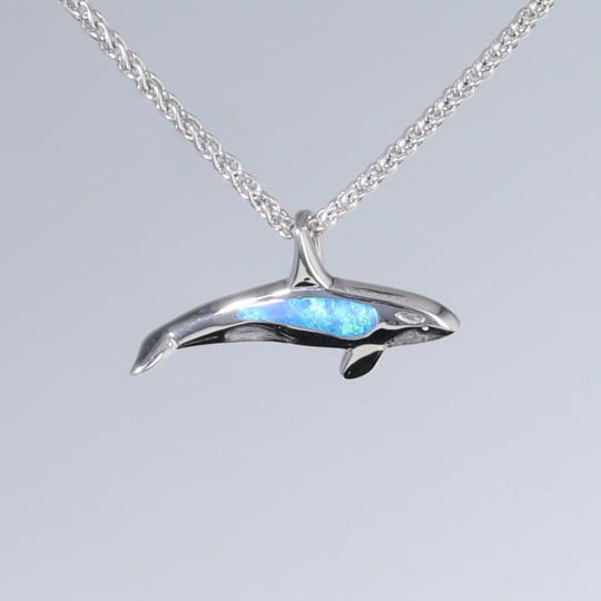 Opal Pendant Inlaid Realistic Orca Killer Whale Design