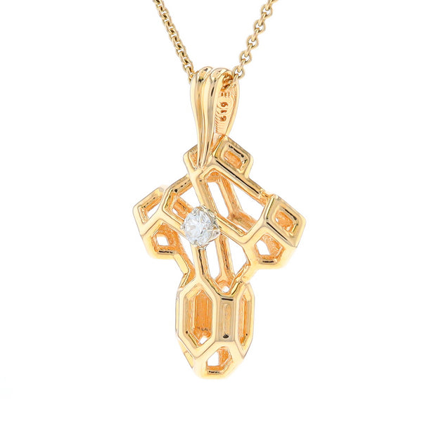 Voronoi Cross Pendant with Diamond