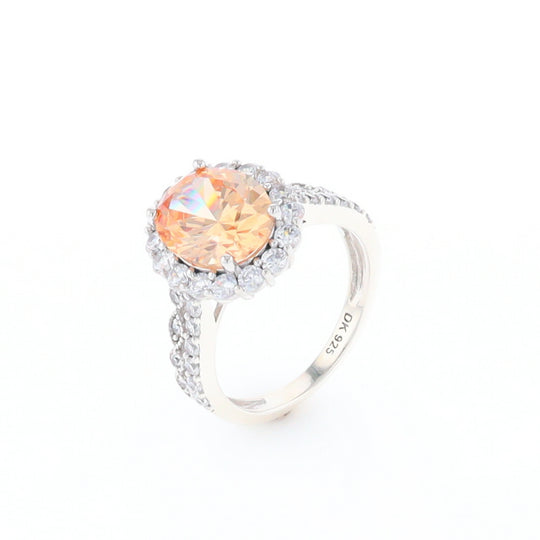 Peach Imitation Topaz Halo Ring