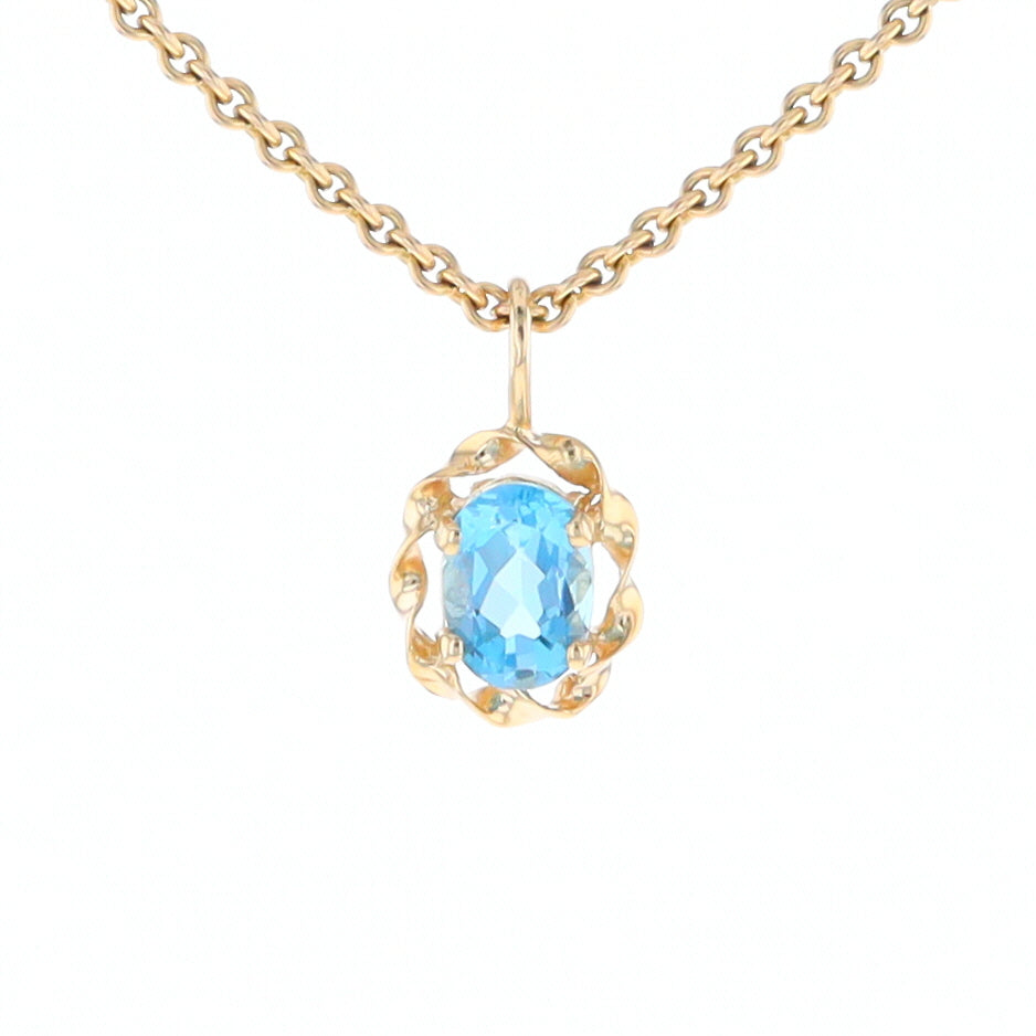 Blue Topaz Twisted Frame Pendant