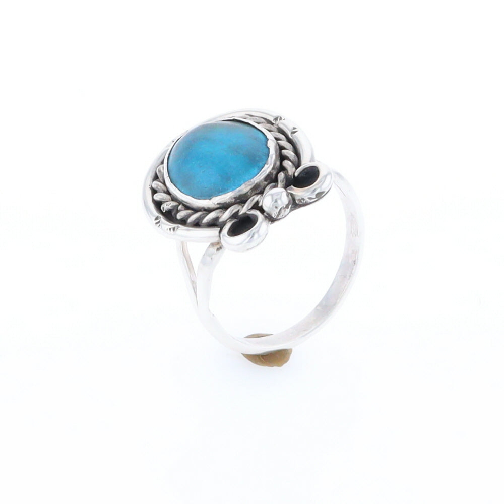 Native Turquoise Rope Design Ring