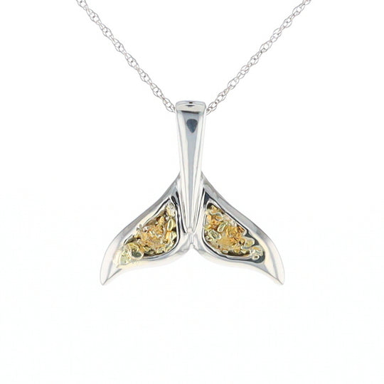 Whale Tail Necklaces Natural Nuggets Double Inlaid Sea Life Pendant