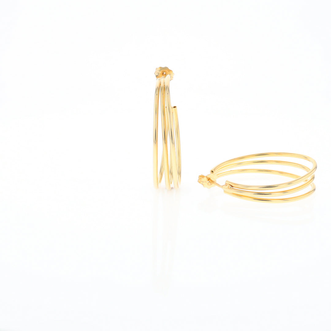 Three Bar Gold Hoop Earrings