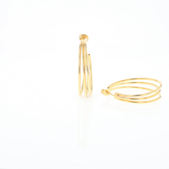 Three Bar Gold Hoop Earrings