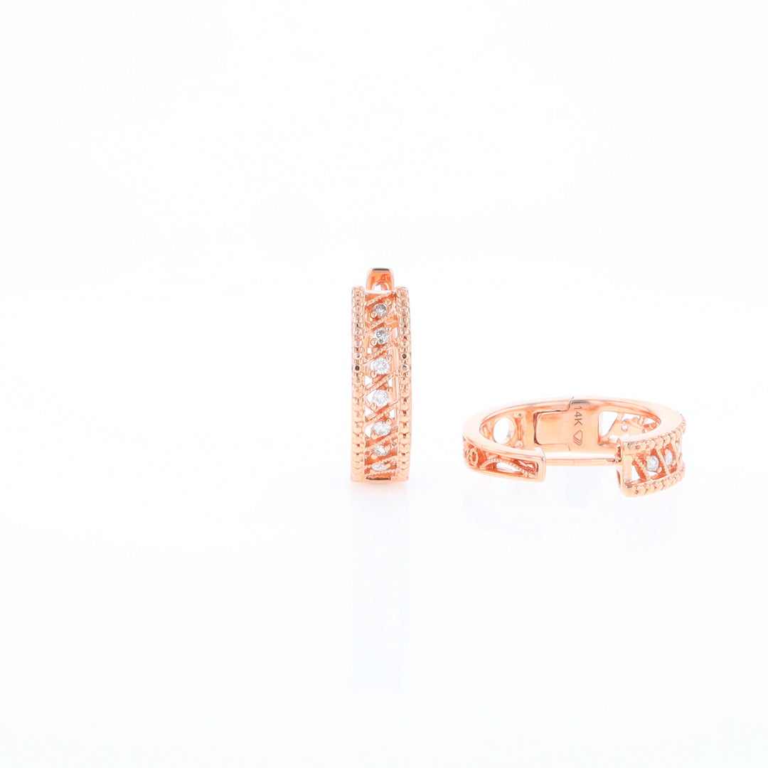 Rose Gold Diamond Hoop Earrings