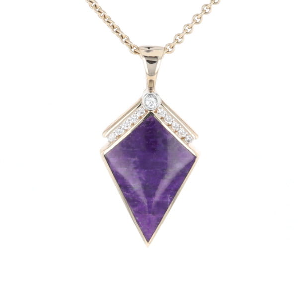 Sugilite Kite Shape Inlaid Pendant with 0.19ctw Diamonds