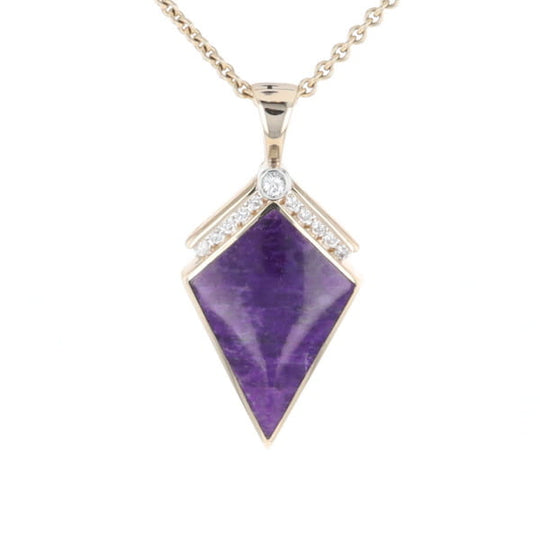 Sugilite Kite Shape Inlaid Pendant with 0.19ctw Diamonds