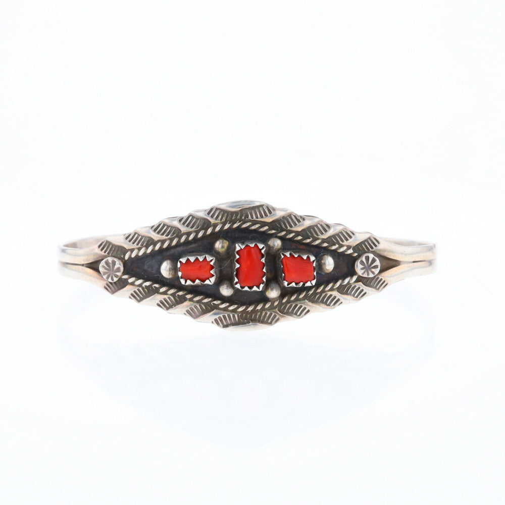 Sterling Silver Coral Cuff Bracelet