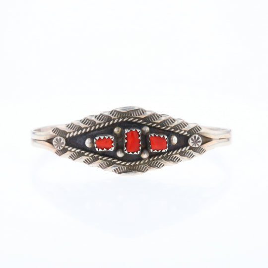 Sterling Silver Coral Cuff Bracelet