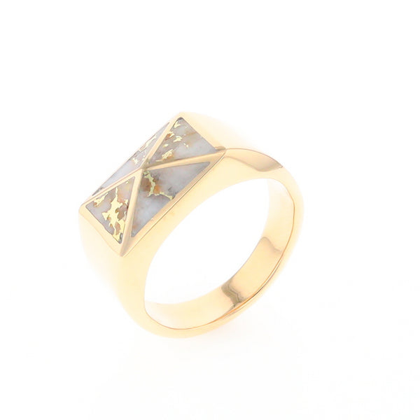 Four Section Gold Quartz Inlaid Men's Ring G2