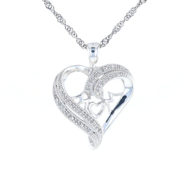 "MOM" Diamond Heart Pendant