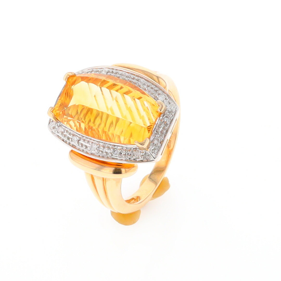 Fancy Cut Citrine Diamond Halo Ring