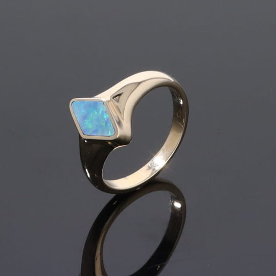 Opal Rings Diamond Shape Inlaid Design
