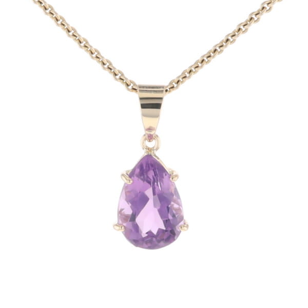 Pear Solitaire Amethyst Pendant