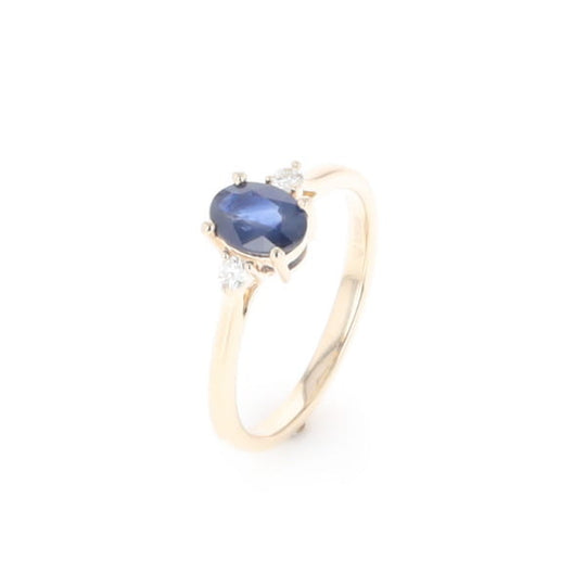 Oval Sapphire Ring With 2 Accent Diamonds