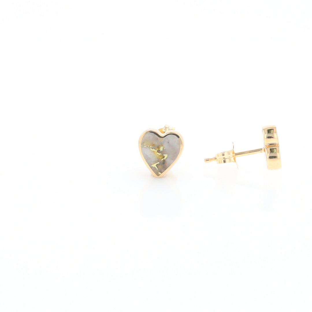 Gold Quartz Heart Stud Earrings - G2