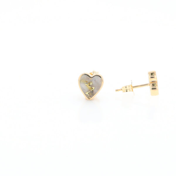 Gold Quartz Heart Stud Earrings - G2