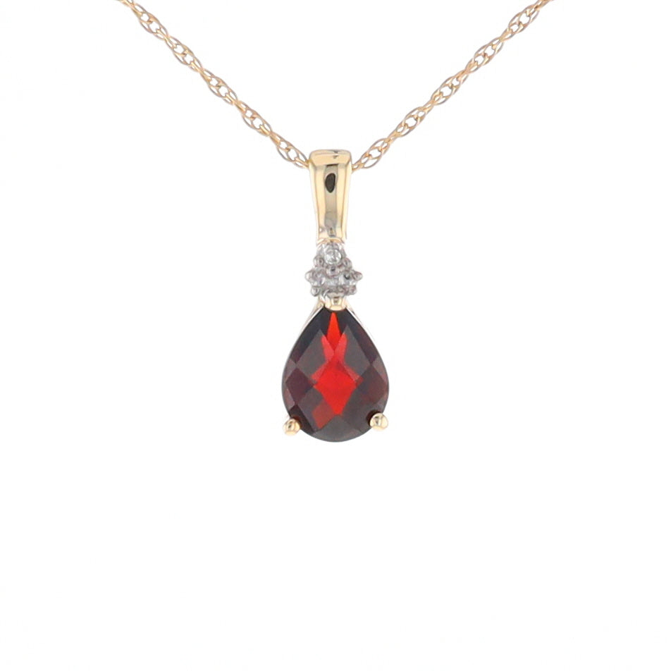 Pear Checkered Garnet Pendant