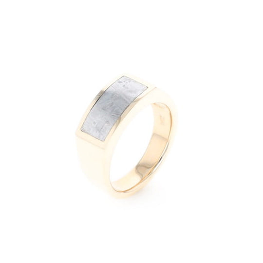Rectangle Meteorite Inlaid Ring